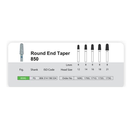 تصویر  فرز الماسی تک عددی توربین سانی  Blue Diamond ROUND END TAPERS 850