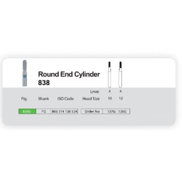 تصویر فرز الماسی تک عددی توربین سانی  Blue Diamond ROUND END CYLINDER 838