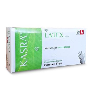 تصویر دستکش لاتکس معاینه 100 عددی کسری طب KASRA