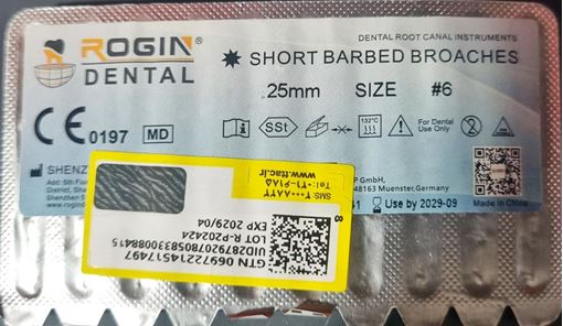 تصویر  باربروچ ( تیرنرو ) 25 میلی 10 عددی روجین دنتال